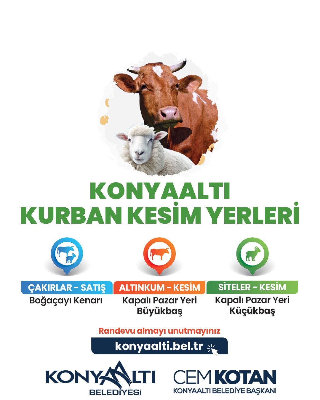 Altınkum ve Siteler Mahallelerinde ücretsiz kurban kesim noktaları