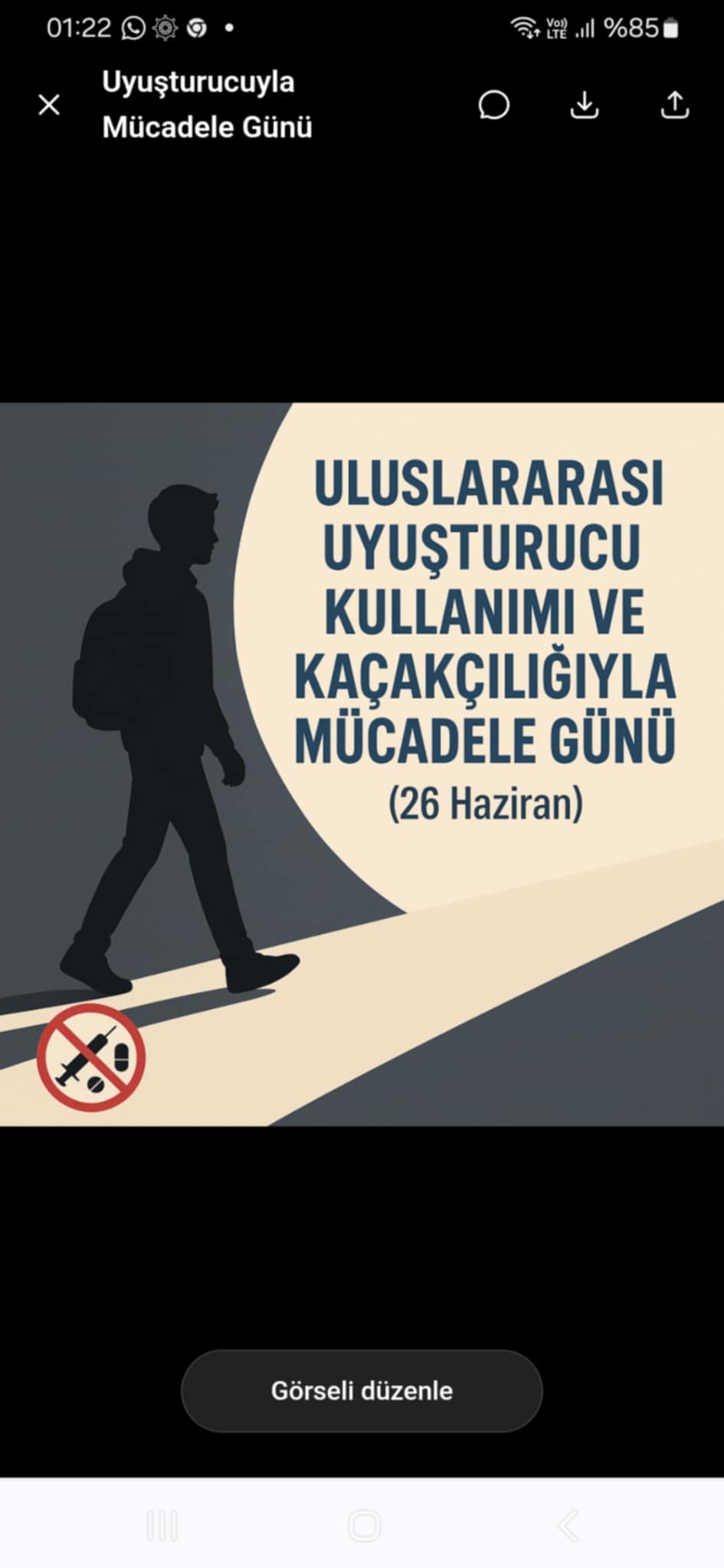ULUSLARARASI UYUŞTURUCU KULLANIMI VE KAÇAKÇILIĞIYLA MÜCADELE GÜNÜ (26 HAZİRAN)