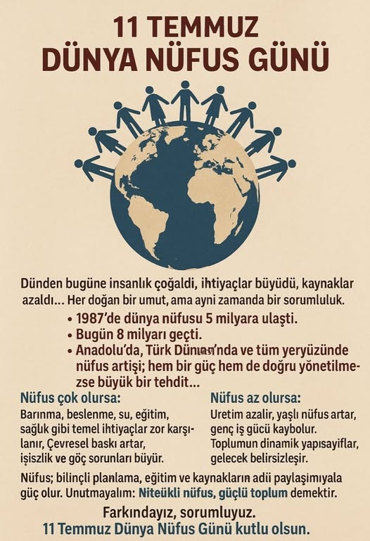 11 Temmuz Dünya Nüfus Günü!