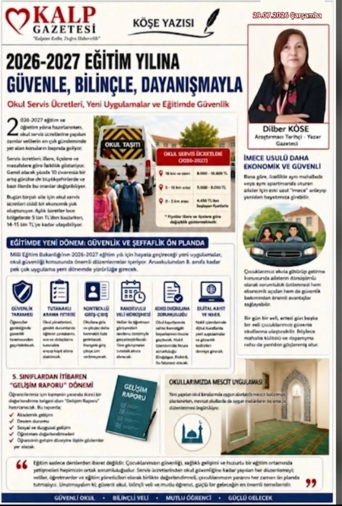 2026-2027 Okul Servis &Uuml;cretleri Eğitimde Yeni D&ouml;nem