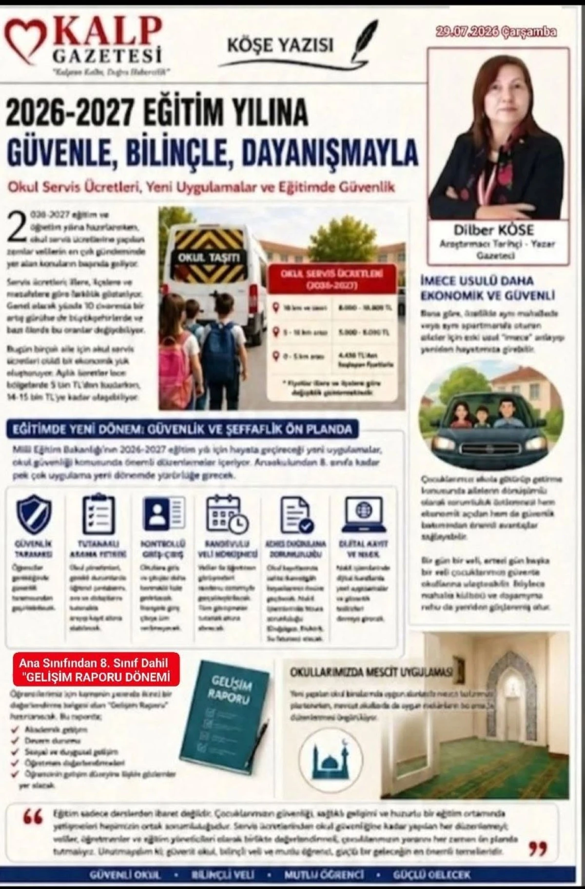 2026-2027 Okul Servis &Uuml;cretleri Eğitimde Yeni D&ouml;nem