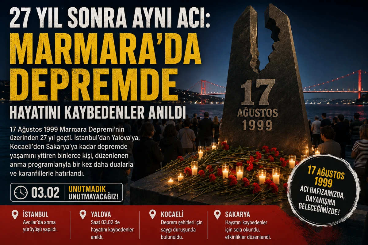 27 yıl sonra aynı acı: Marmara&rsquo;da depremde hayatını kaybedenler anıldı