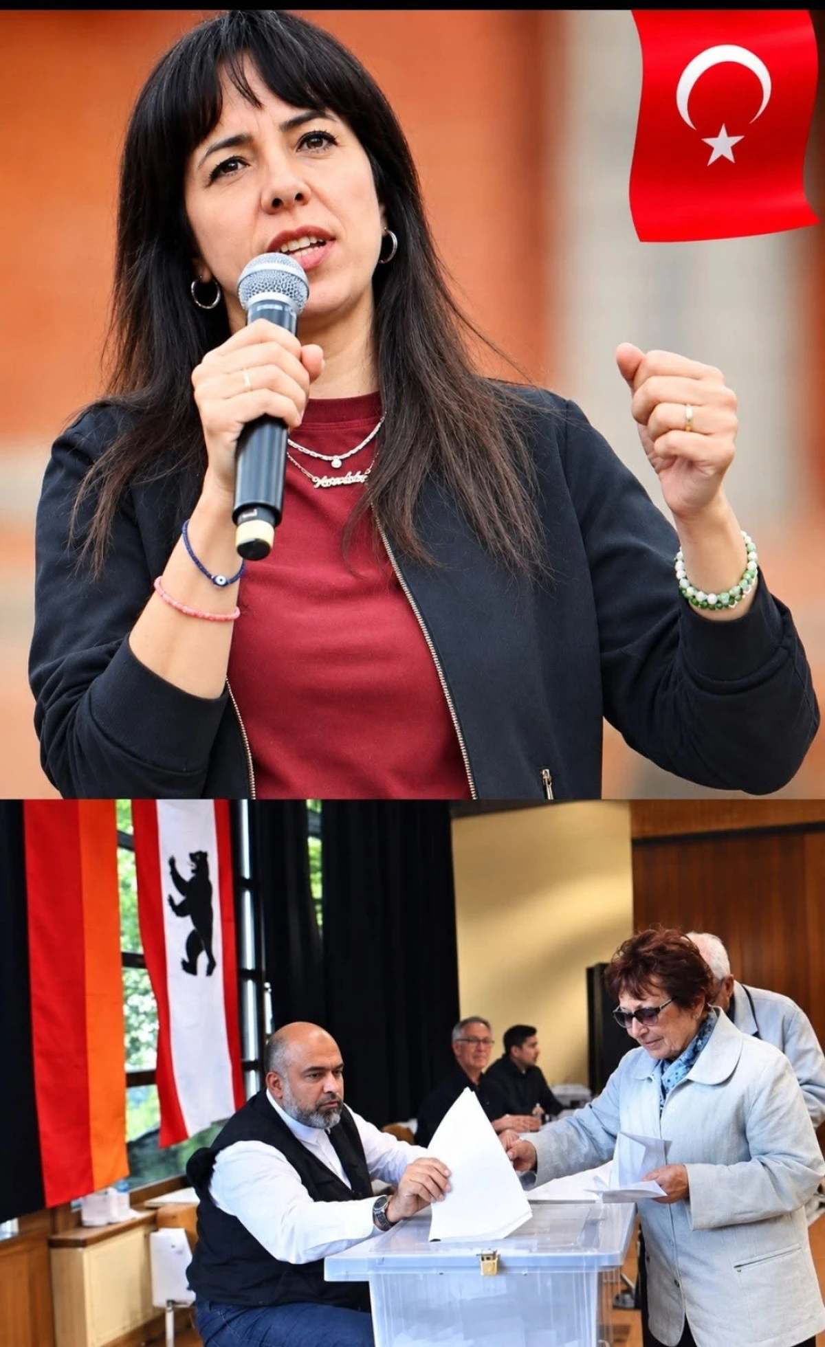 Almanya'da Berlin eyalet meclisi se&ccedil;iminde başbakanlığa Elif Eralp'i aday g&ouml;steren Sol Parti &ouml;nde...