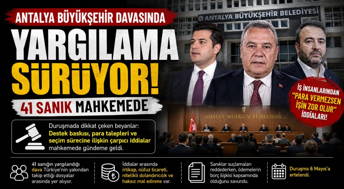 Antalya B&uuml;y&uuml;kşehir davasında yargılama s&uuml;r&uuml;yor: 41 sanık mahkemede!