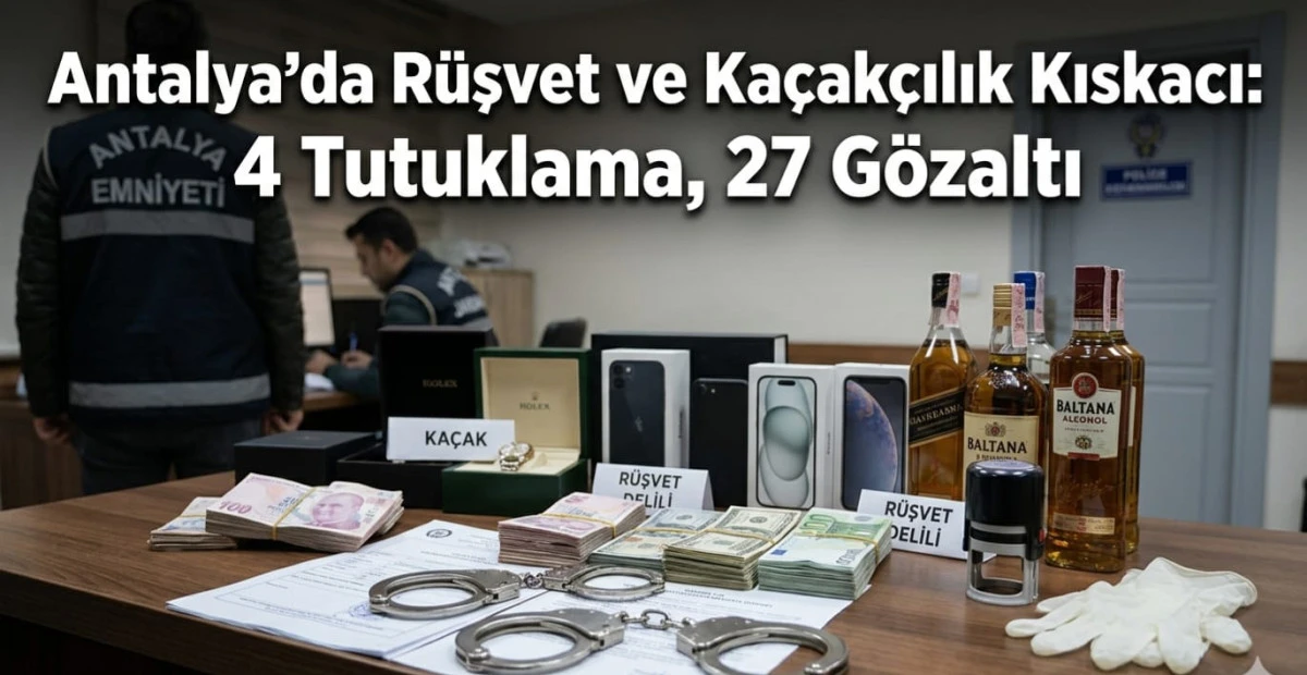 Antalya&rsquo;da R&uuml;şvet ve Ka&ccedil;ak&ccedil;ılık Kıskacı 4 Tutuklama, 27 G&ouml;zaltı
