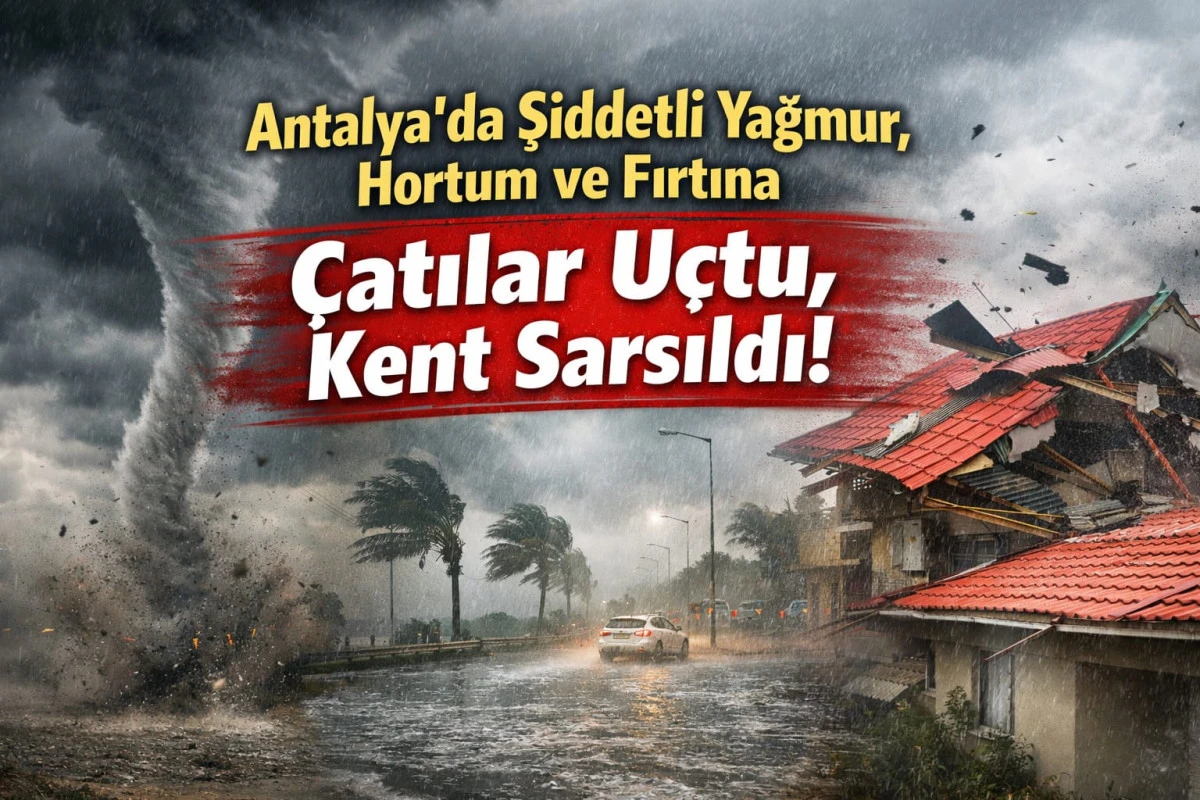 Antalya&rsquo;da şiddetli yağmur, hortum ve fırtına: &Ccedil;atılar u&ccedil;tu