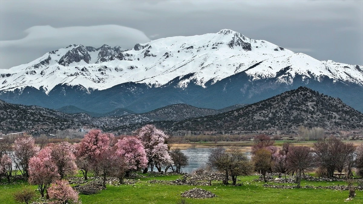 Beyşehir&rsquo;de Doğa Ş&ouml;leni: Kar ve Bahar Aynı Karede Buluştu