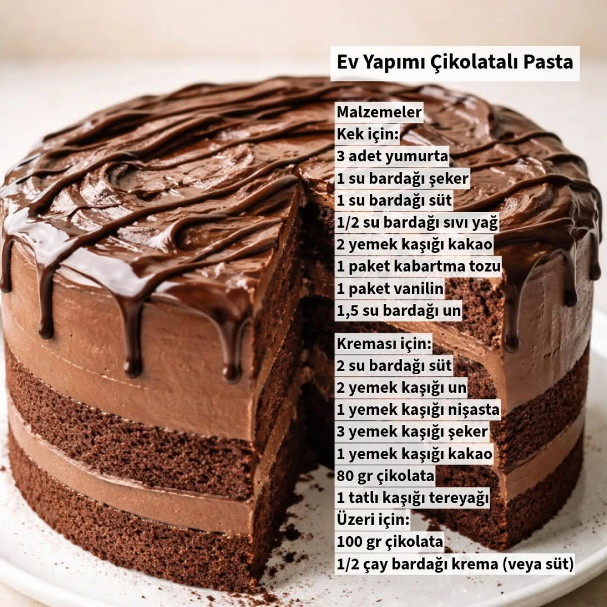 Ev Yapımı &Ccedil;ikolatalı Pasta &ndash; Sevdiklerinizi ve Kendinizi Şımartın