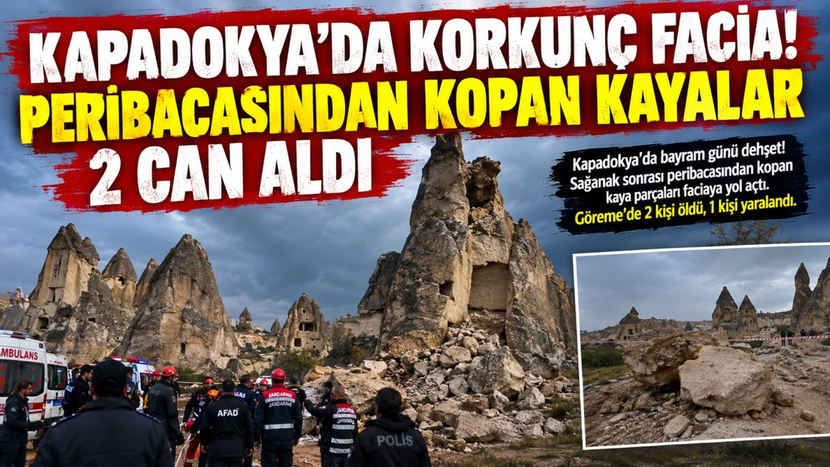 Kapadokya&rsquo;da korkun&ccedil; facia! Peribacasından kopan kayalar 2 can aldı