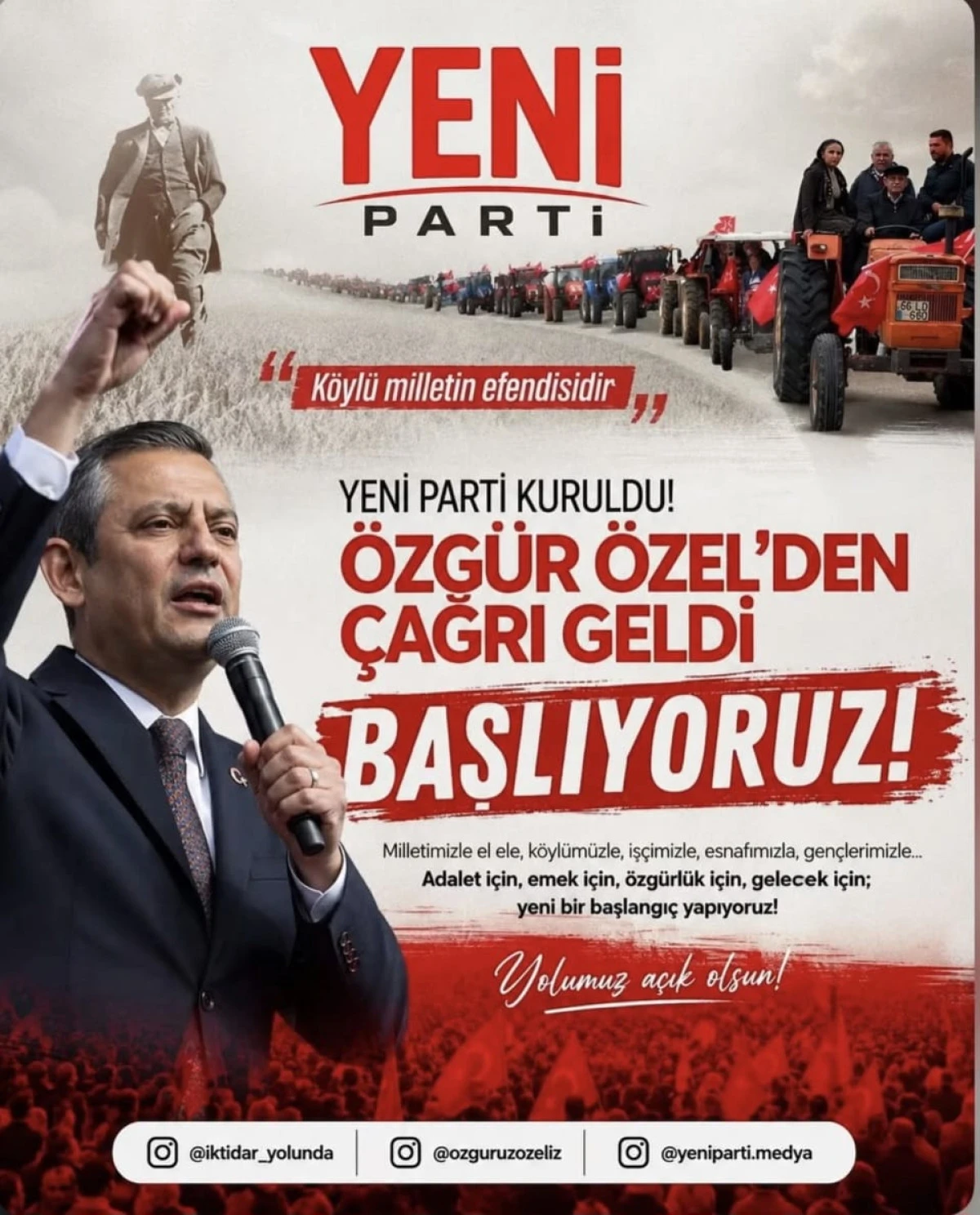 &Ouml;zg&uuml;r &Ouml;zel&rsquo;den &ldquo;Başlıyoruz!&rdquo; mesajı: YENİ Parti kuruldu