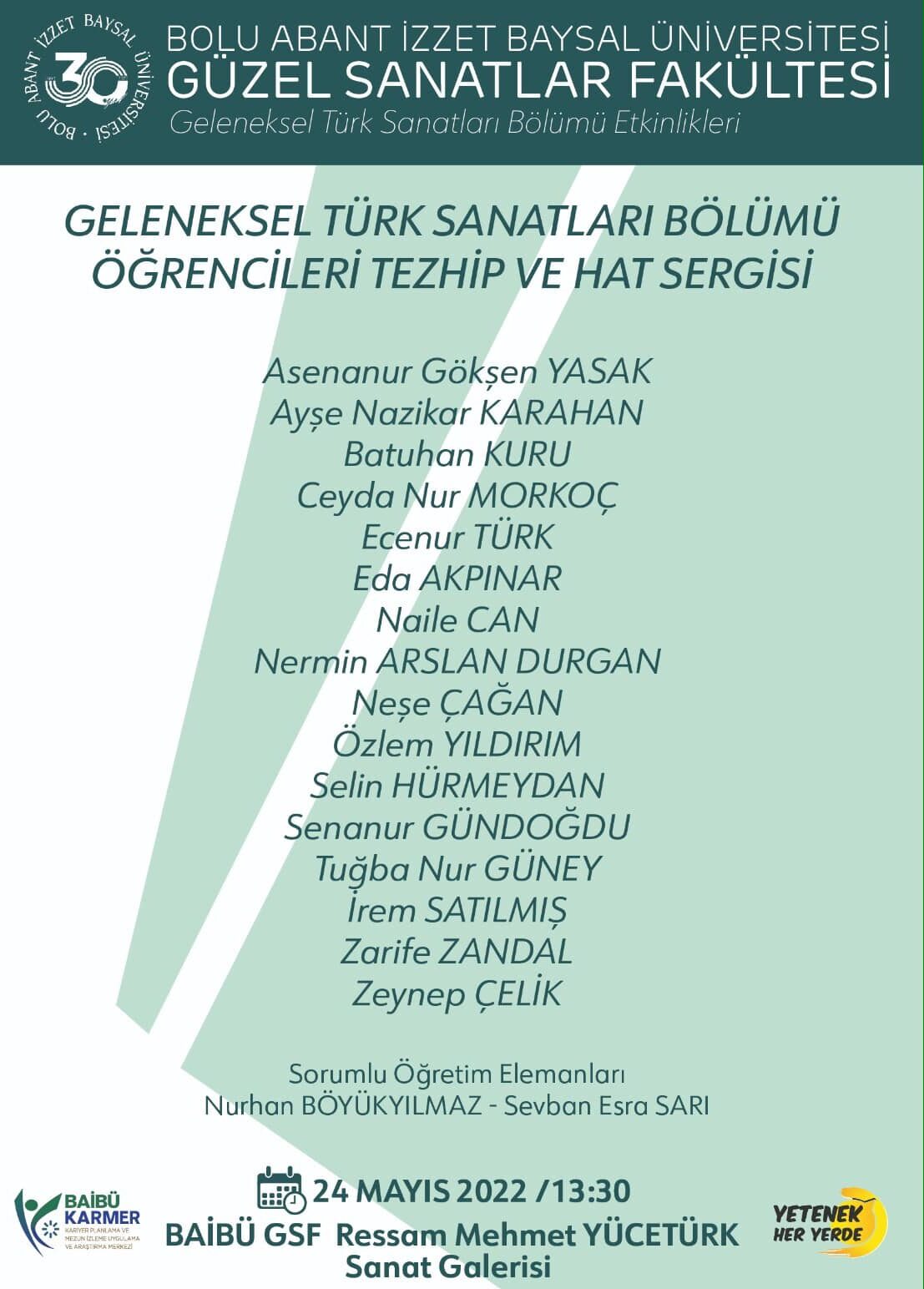 Tezhip ve Hat Sanatları dersi kapsamında yaptıkları çalışmalar