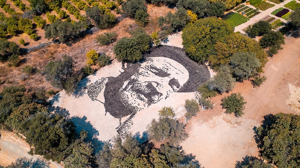 Aşık Veysel’in vefatının 50. yılında Bodrum’da topraktan dev portresi yapıldı