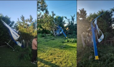 Afyonkarahisar’da bir otelin bahçesindeki ağaçlık alana helikopter düştü