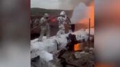 Karabağ’da benzin depolama alanında çıkan yangını Azerbaycanlı itfaiyeciler söndürdü
