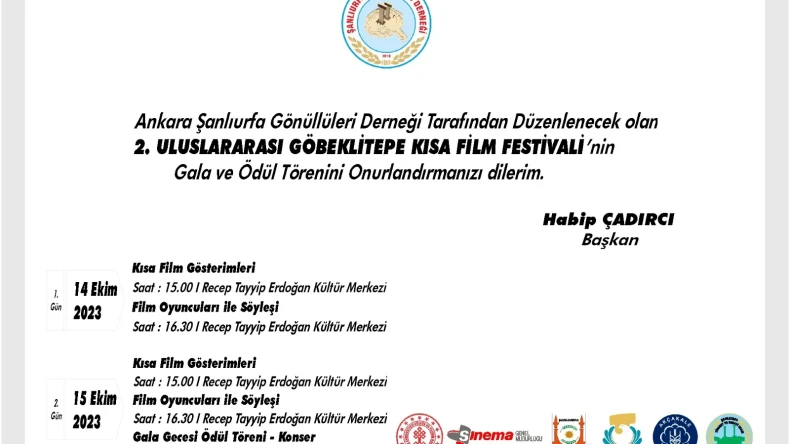 SİNEMA SANATININ ANTİK BULUŞMASI, 2.ULUSLARARASI GÖBEKLİTEPE KISA FİLM FESTİVALİ