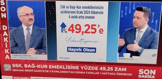 SSK ve Bağ-Kur emekli maaşlarının% 49.25 olarak arttırıldığını açıkladı…