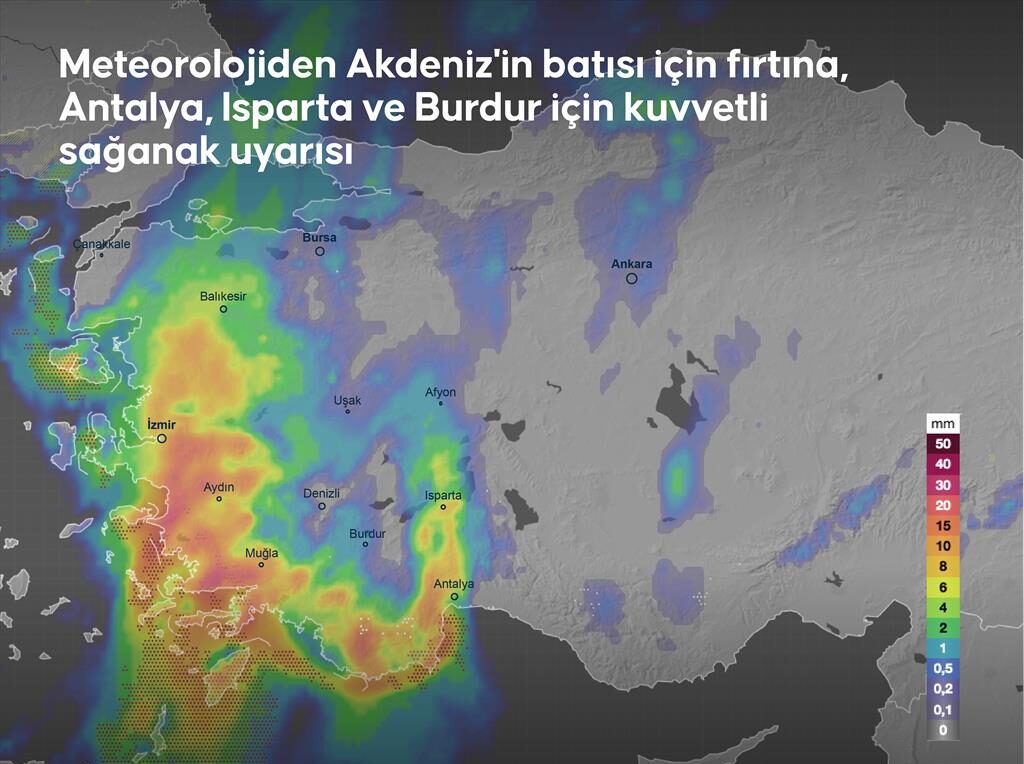 Meteorolojiden Akdeniz’in batısı için fırtına, Antalya, Isparta ve Burdur için kuvvetli sağanak uyarısı