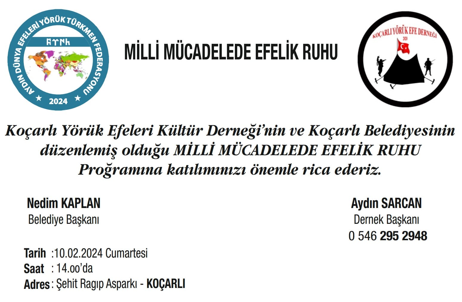 MİLLİ MÜCADELEDE EFELİK RUHU etkinliğine