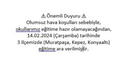 Son dakika: Antalya’nın 3 ilçesinde eğitime 1 gün daha ara verildi