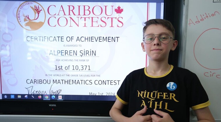 Bursalı Alperen, Uluslararası Caribou Matematik Yarışması’nda birinci oldu