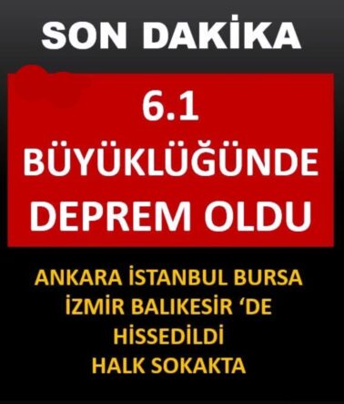 kalpgazetesi.com-Son dakika Balıkesir Sındırgı’da 6.1’lik Deprem Türkiye’nin Birçok Kentinde Hissedildi